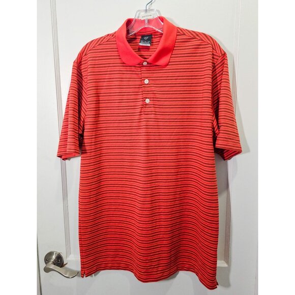 Nike Men's Red Orange/Black Dri-Fit UV Striped Polo Shirt M - Picture 3 of 7